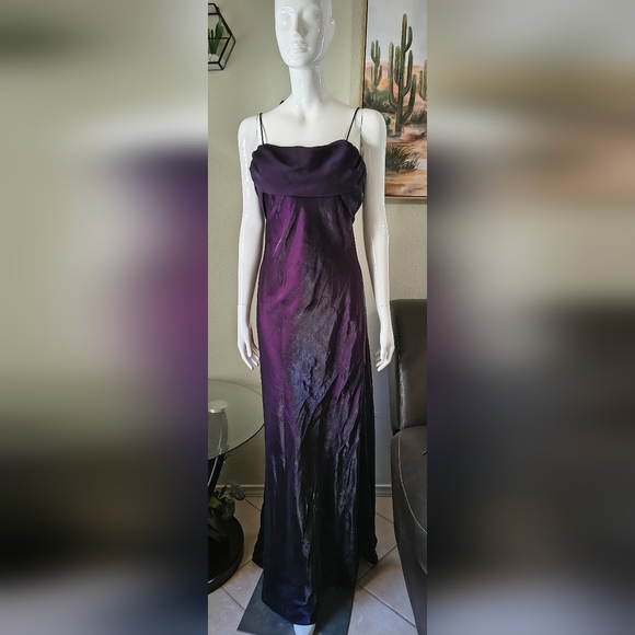 Betsy & Adam 90s dark purple maxi dress, often featured in vintage formal - Picture 2 of 13